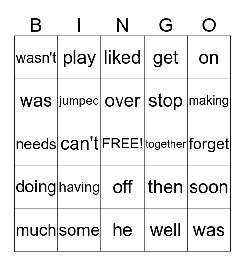 Level I Bingo Card