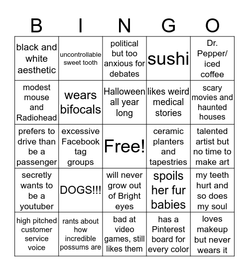 How similar are you to Bailey? Bingo Card