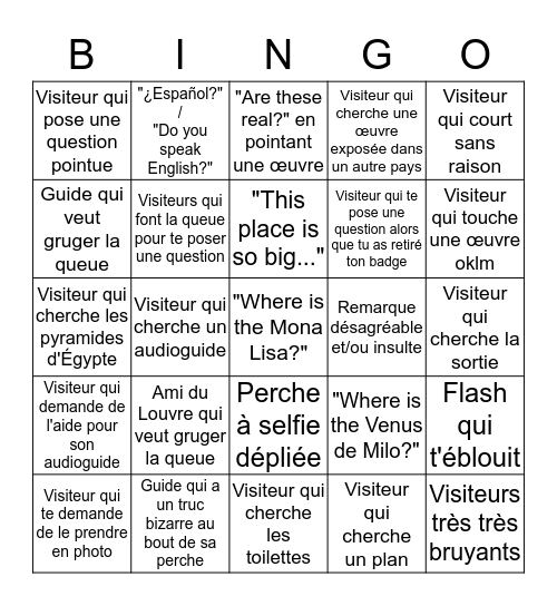 Bingo du Louvre Bingo Card