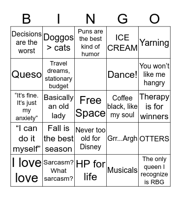 Bethany Bingo Card