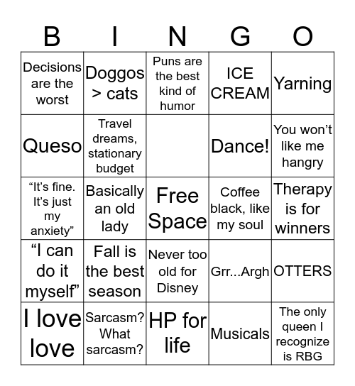 Bethany Bingo Card