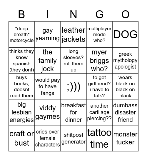 How similar are you to beau maryaliceswan? Bingo Card