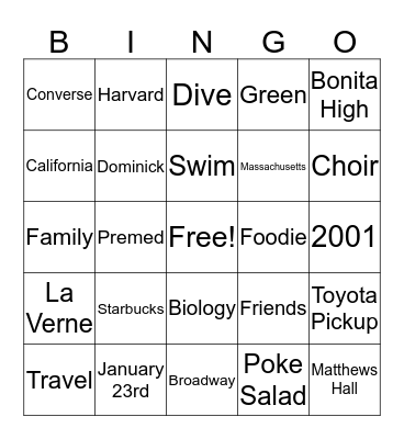 Dominick’s Grad Party 2019 Bingo Card