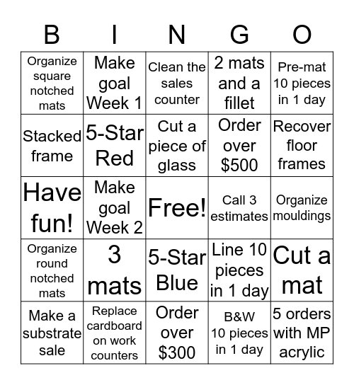 Framer's Bingo Card
