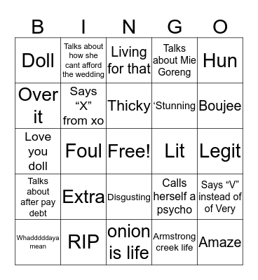 BEGG SAYS BINGO Card