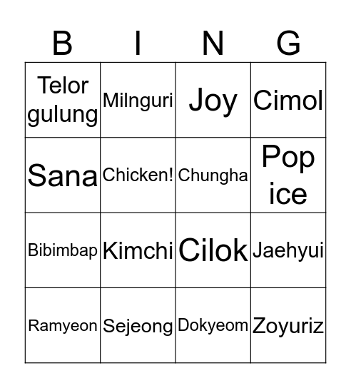 Untitled Bingo Card