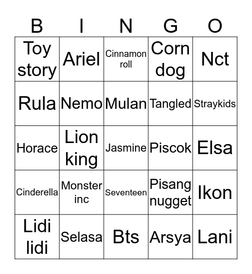 Ayika  Bingo Card