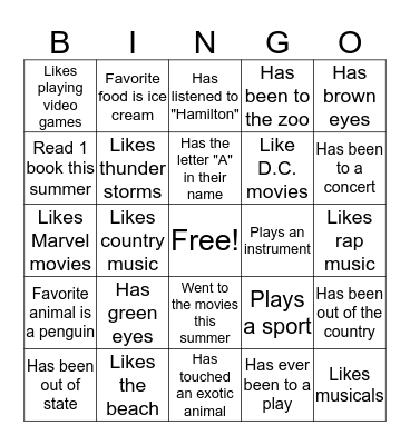 Getting to Know You BINGO! Bingo Card