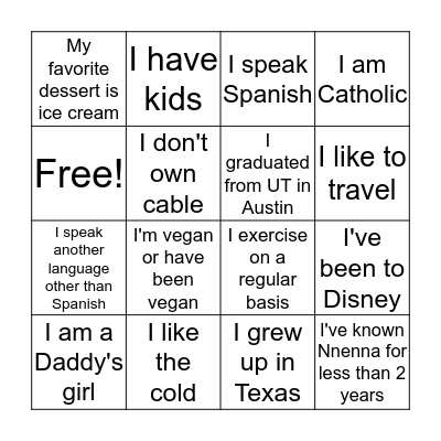 Icebreaker BINGO! Bingo Card