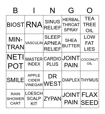 HEALTH ALERT  Bingo Card