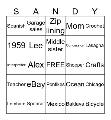 Birthday BINGO Card