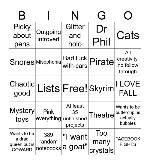 Emerie Bingo Card