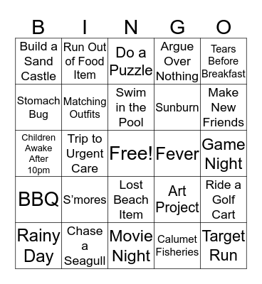 Beach House Bingo! Bingo Card