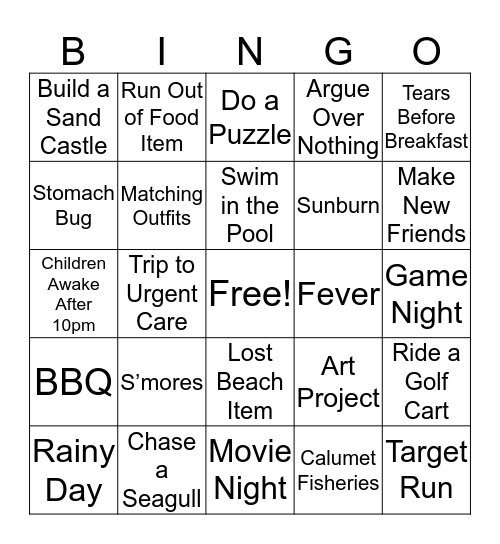 Beach House Bingo! Bingo Card