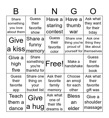 Beyond Small Talk Family Bingo Card