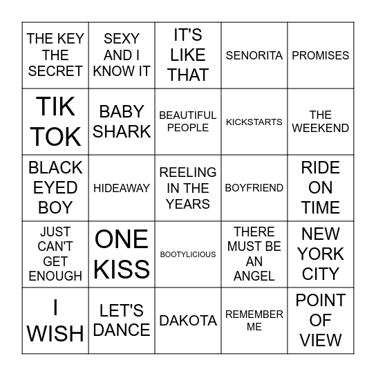 Rock and Roll Bingo August 2019 Bingo Card