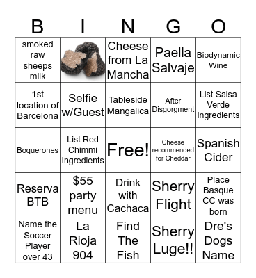 Barcelona Games Bingo Card