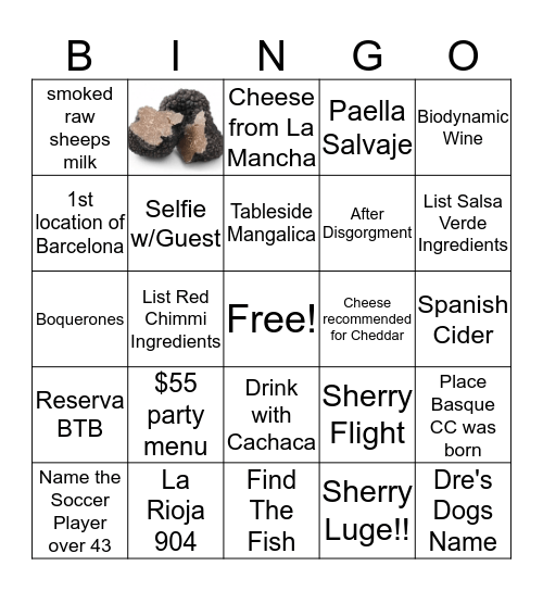 Barcelona Games Bingo Card