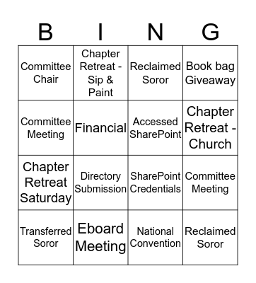 WPBAC Bingo - September Bingo Card