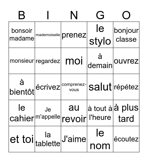 F1 - chap 1A  Bingo Card