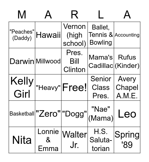 "Happy 50th Birthday" Bingo Card
