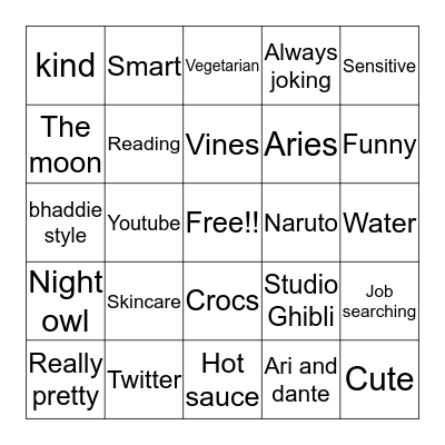 Alie (by amy) :) Bingo Card