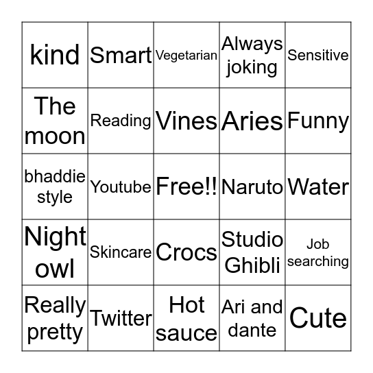 Alie (by amy) :) Bingo Card