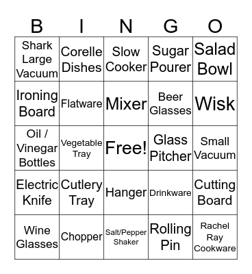 Bridal Bingo Card