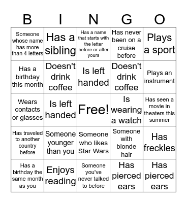 Meet the Class Bingo Card