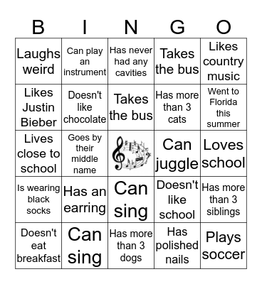 Find someone who....... Bingo Card