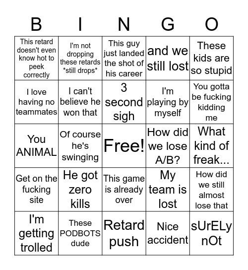 Hunter's Bingo Card