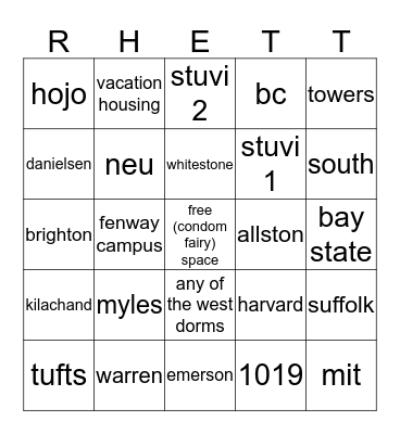 bu hookup bingo Card