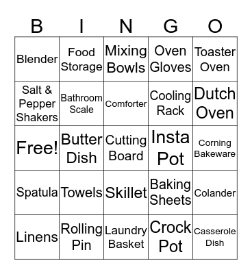 Bridal Shower Bingo  Bingo Card