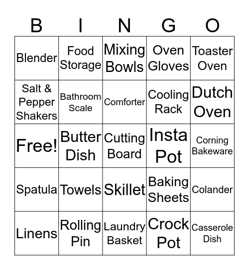 Bridal Shower Bingo  Bingo Card