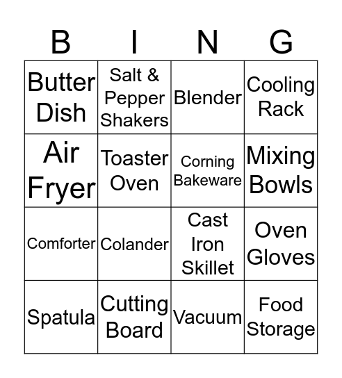 Bridal Shower Bingo  Bingo Card