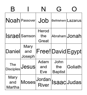 BIBLE BINGO Card