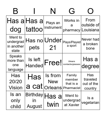 Ice Breaker Bingo Card