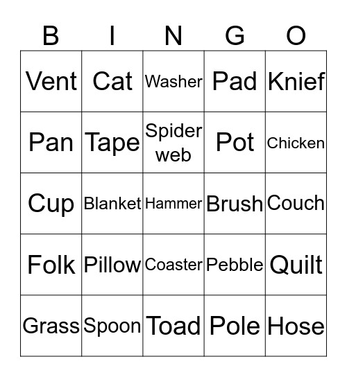 Bridal Shower Bingo Card