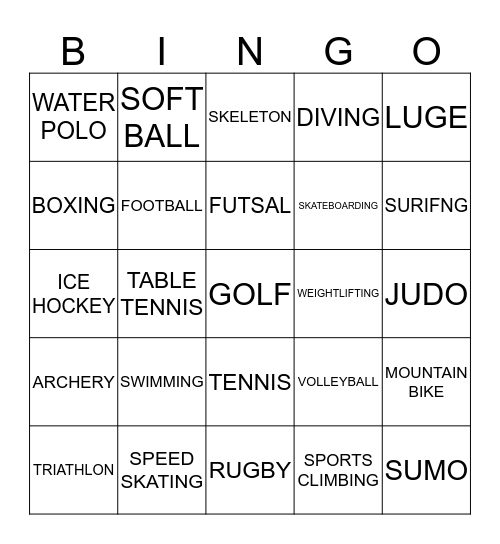 INTRAMURALS  2019 Bingo Card