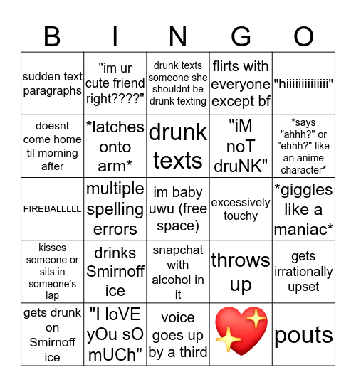 drunk louise bingo Card