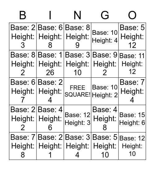 Triangle Bingo Card