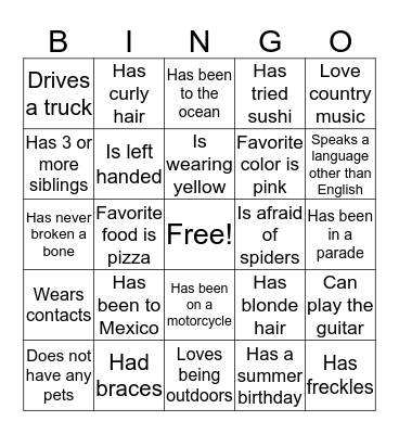 Find Someone Who... Bingo Card