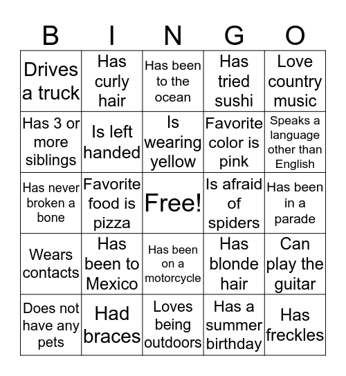 Find Someone Who... Bingo Card