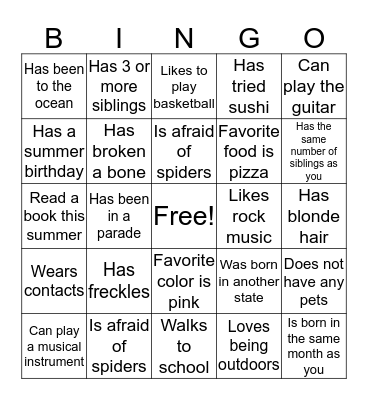 Find Someone Who... Bingo Card