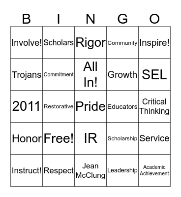 Jean McClung Buzz Word Bingo Card