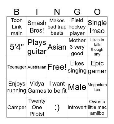 What do you have in common with me? Bingo Card