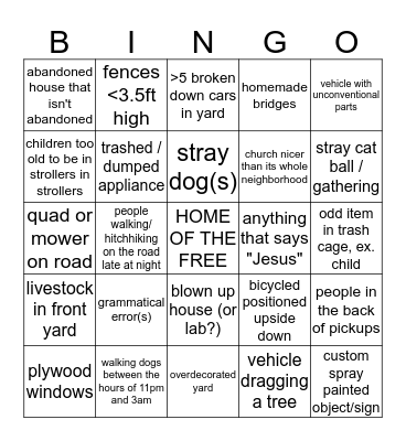 WEST VIRGINIA BINGO Card