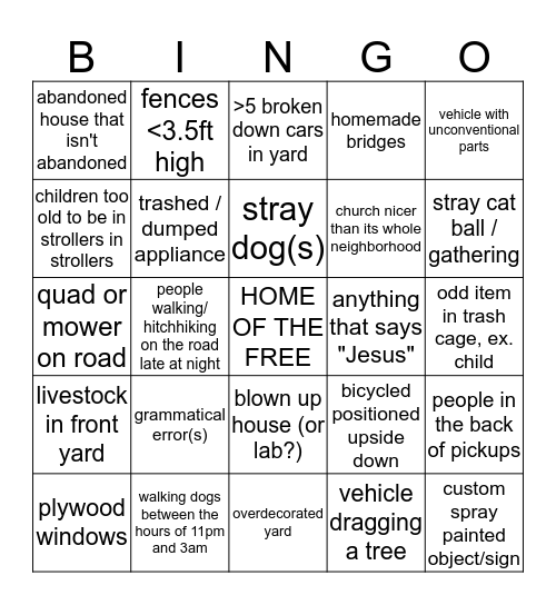 WEST VIRGINIA BINGO Card