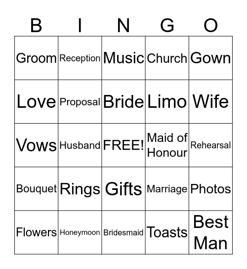 KRISTINE'S BRIDAL SHOWER  Bingo Card