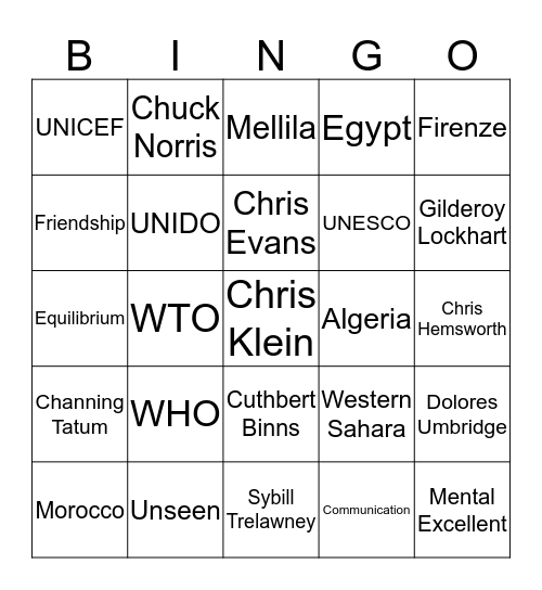 WEREWOLVES Bingo Card